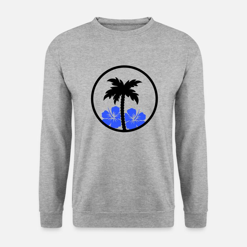 palme hibiskus - Unisex Pullover - Weißgrau meliert