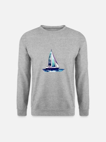 Segeln Segelschiff Segelboot Segelsport Segler - Unisex Pullover - Weißgrau meliert