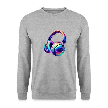 Headphones Singer Listen to music Gamer Singing Musicians - Unisex Sweatshirt - salt & pepper - Front - Alina (178cm) & Michal (187cm)