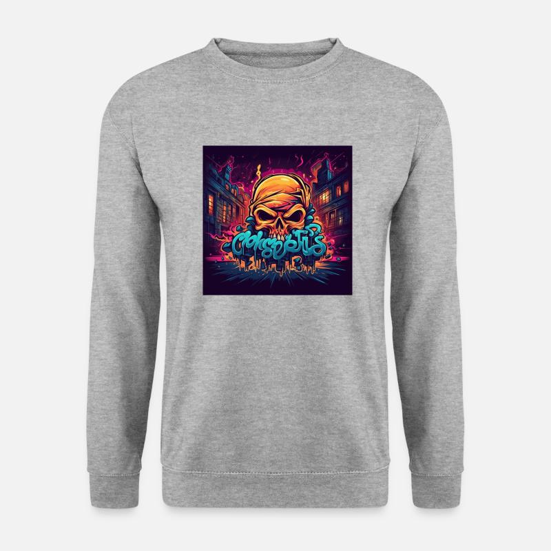 Graffiti Skull - Unisex Pullover - Weißgrau meliert