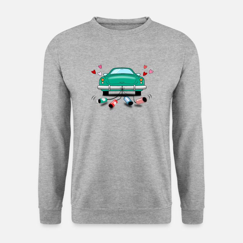 Hochzeitsauto grün Hochzeit - Unisex Pullover - Weißgrau meliert