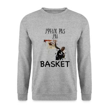 13 - je peux pas j'ai basket 6.png - Sweat-shirt Unisexe - gris chiné - Devant - Alina (178cm) & Michal (187cm)