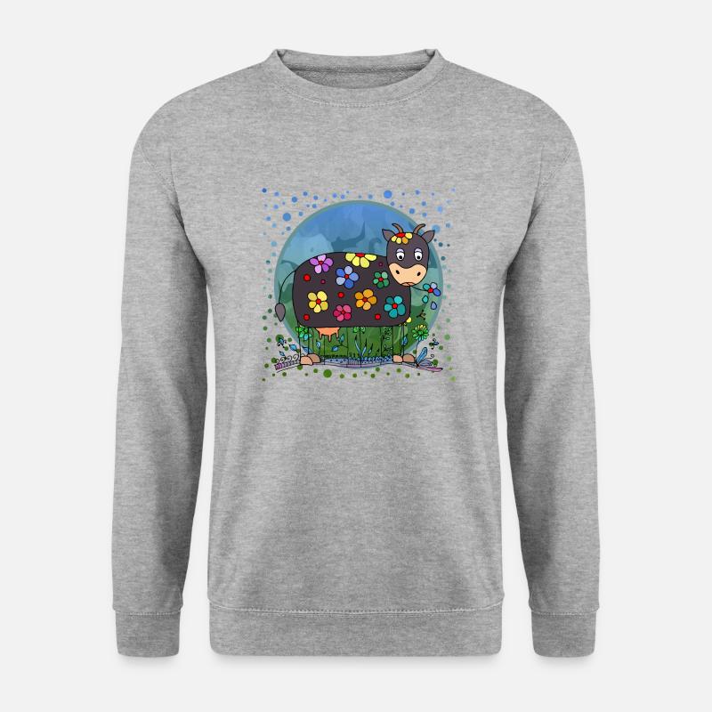 Kuh - Unisex Pullover - Weißgrau meliert