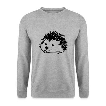 Hedgehog Forest Prickly Animal - Unisex Sweatshirt - salt & pepper - Front - Alina (178cm) & Michal (187cm)