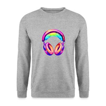 Headphones Singing Listening to music Singer Musician Gamer - Unisex Sweatshirt - salt & pepper - Front - Alina (178cm) & Michal (187cm)