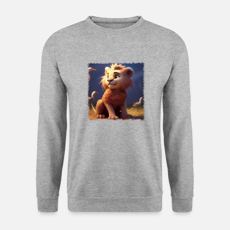 Kleiner Löwe - Unisex Pullover - Weißgrau meliert