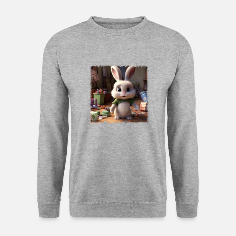 Niedlicher Hase - Unisex Pullover - Weißgrau meliert