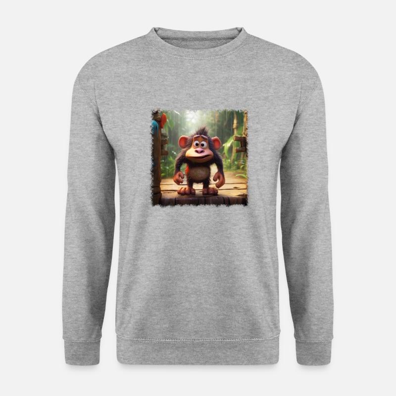 Crazy Monkey - Unisex Pullover - Weißgrau meliert
