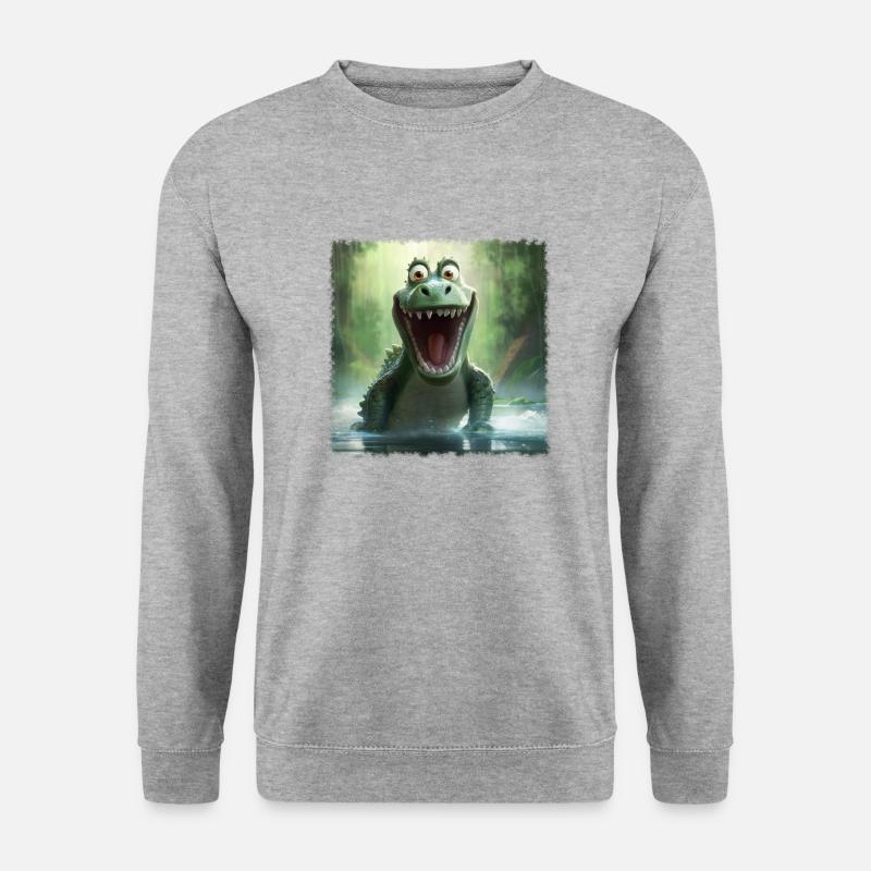 Crazy Croco - Unisex Pullover - Weißgrau meliert
