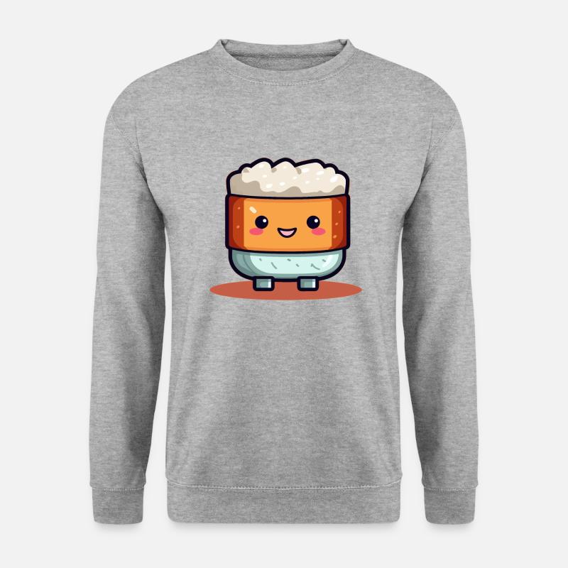 Niedliches Sushi-Maskottchen - Unisex Pullover - Weißgrau meliert
