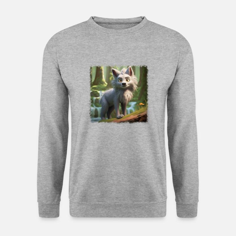 Cooler Wolf - Unisex Pullover - Weißgrau meliert