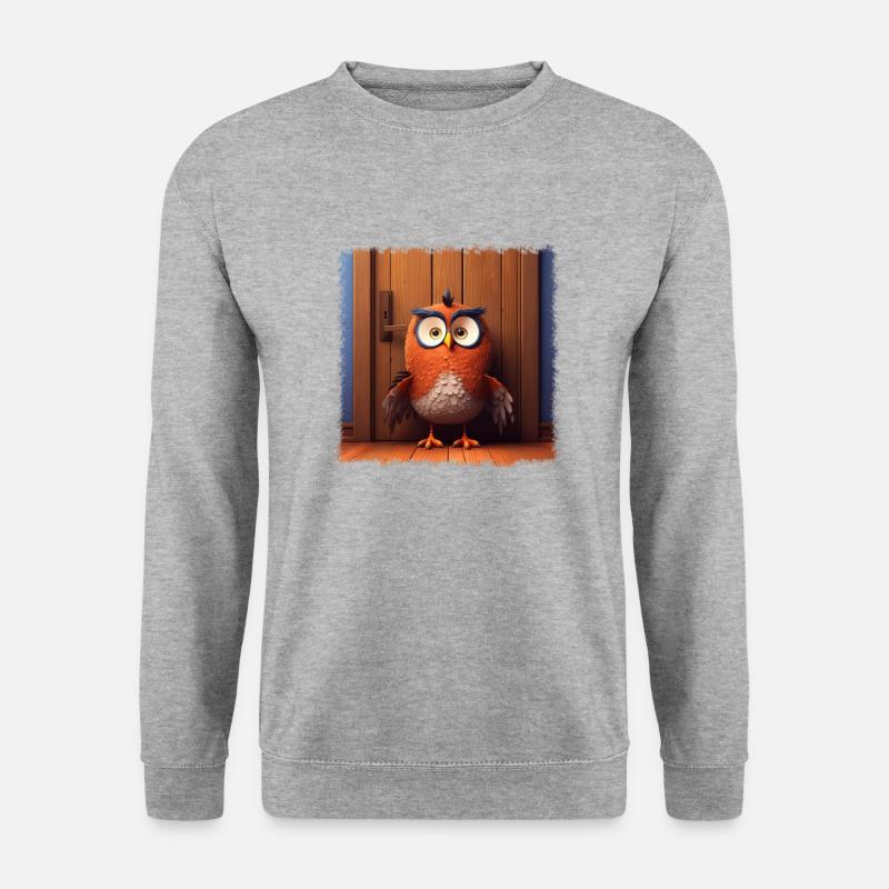 Niedliche Eule - Unisex Pullover - Weißgrau meliert