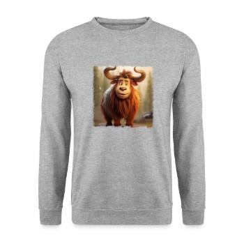 young bison - Unisex Sweatshirt - salt & pepper - Front - Alina (178cm) & Michal (187cm)