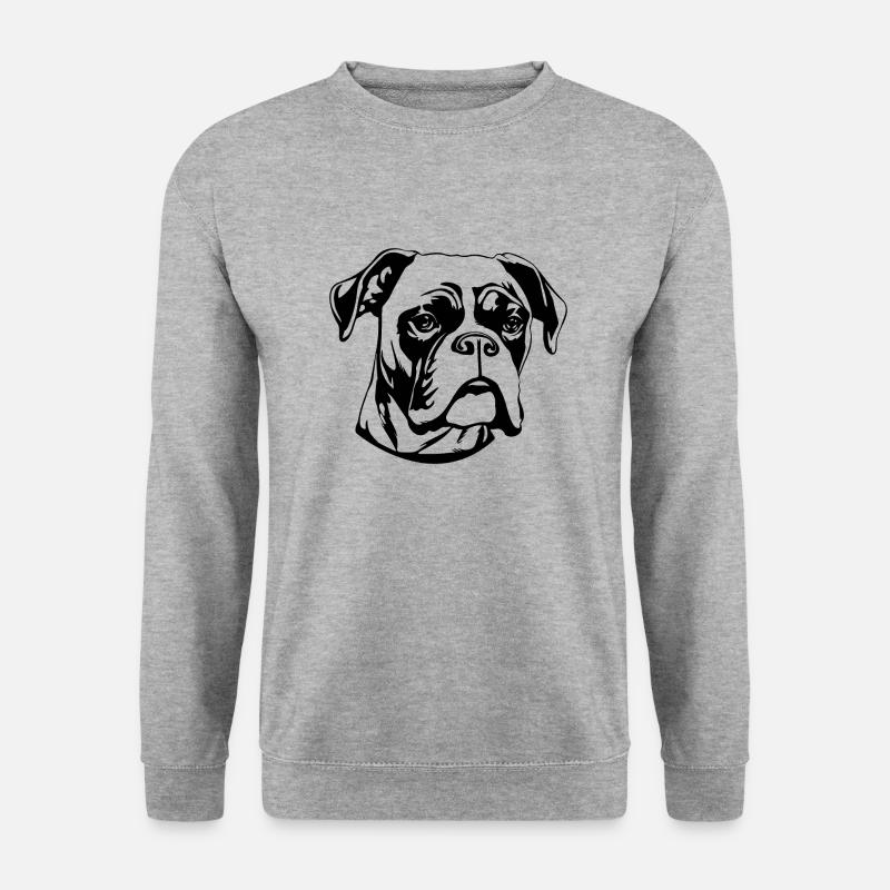 Boxer Hund Hunderasse - Unisex Pullover - Weißgrau meliert