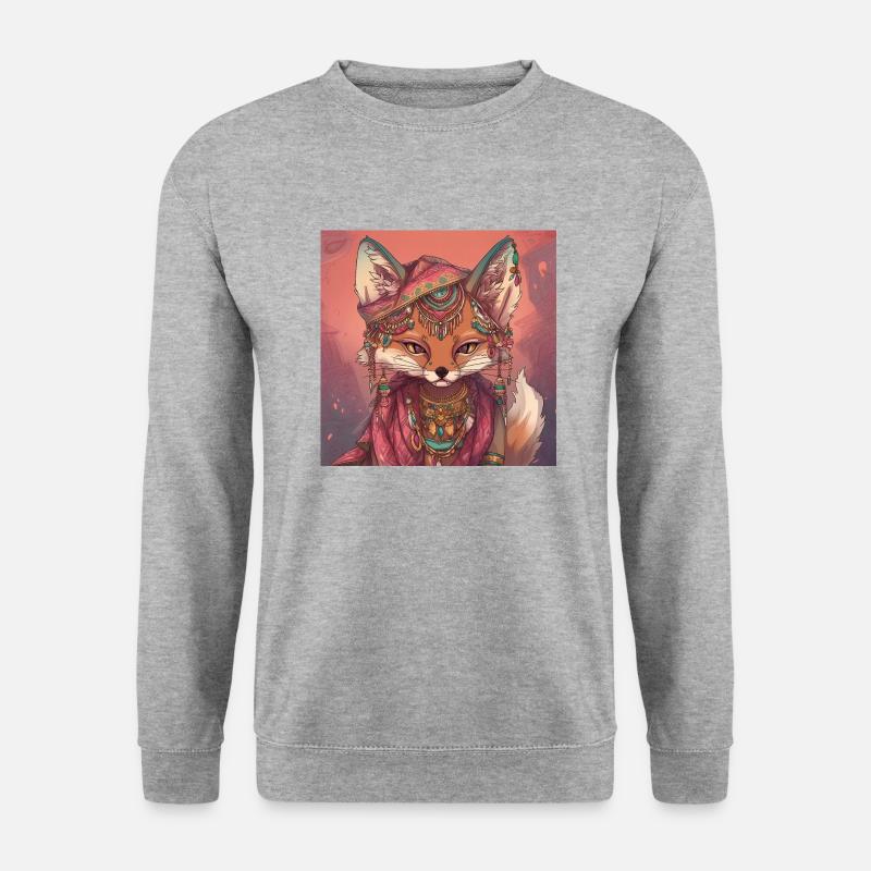 Fuchs Kunst - Unisex Pullover - Weißgrau meliert