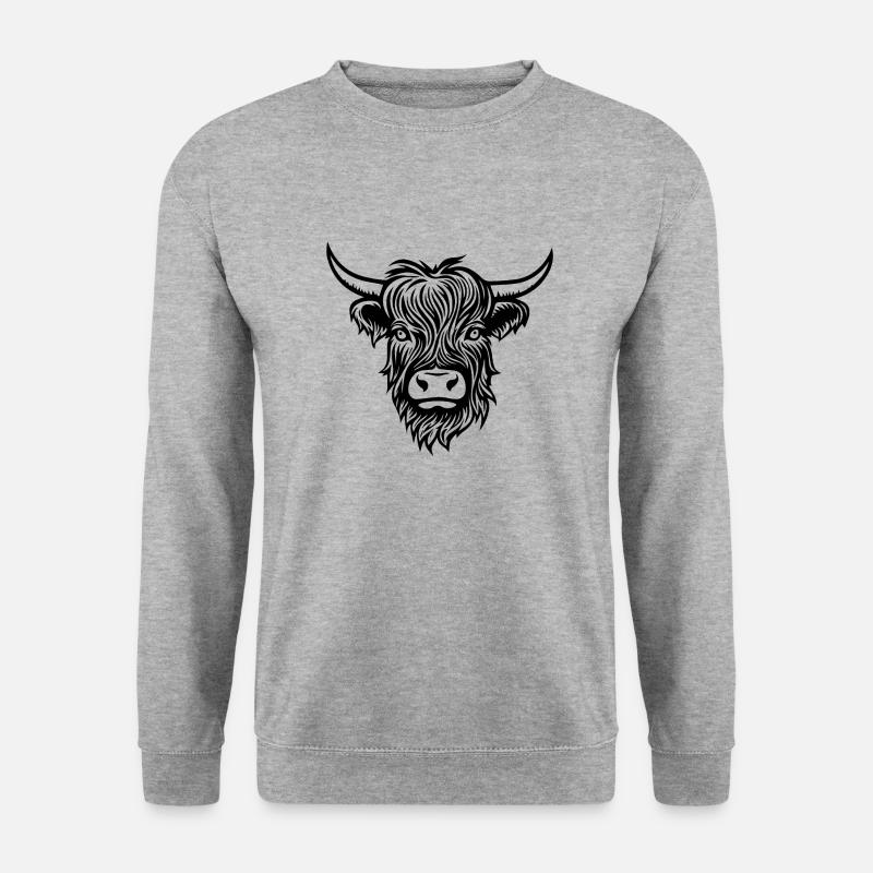 Schottische Highland Kuh - Unisex Pullover - Weißgrau meliert