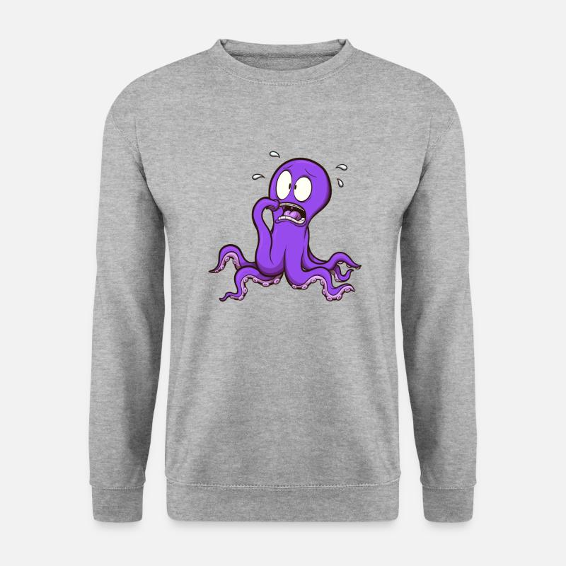 Verängstigter Oktopus - Unisex Pullover - Weißgrau meliert