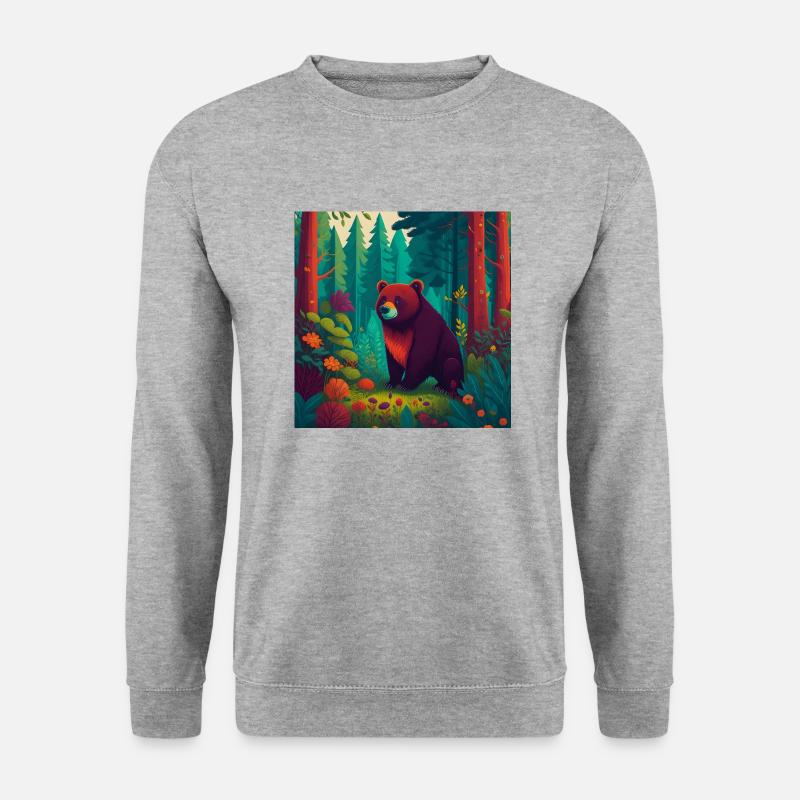 Bär im Wald - Unisex Pullover - Weißgrau meliert