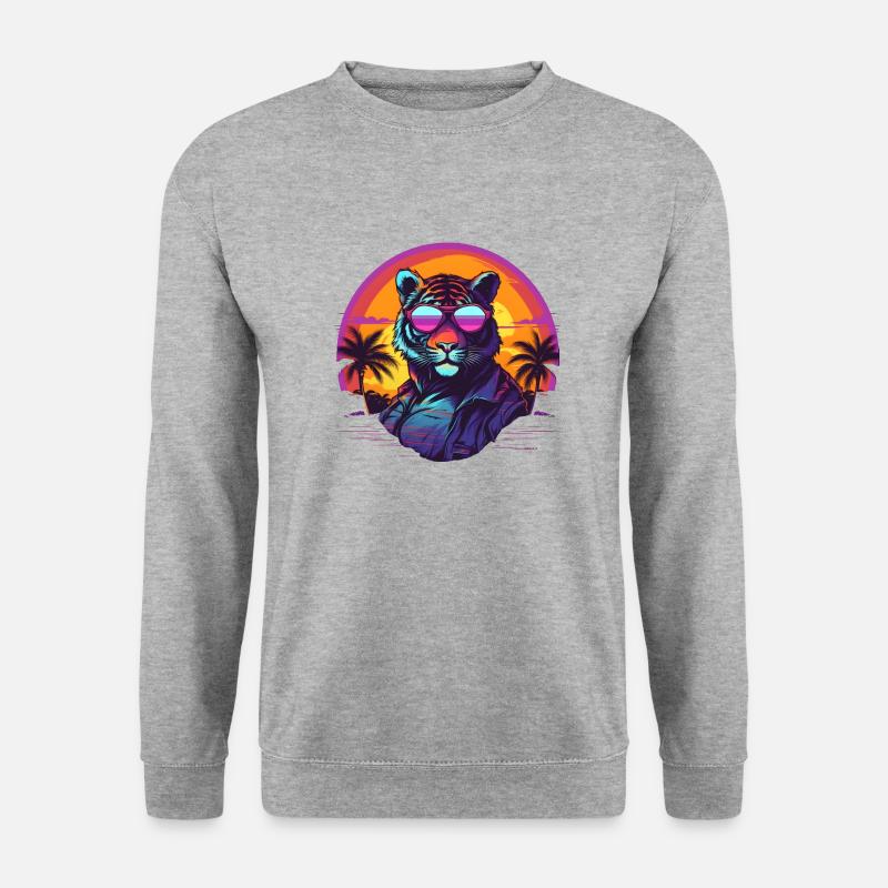 Synthwave Tiger Sunset - Unisex Sweatshirt - salt & pepper
