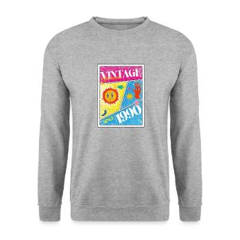 Millésime 1990 - Sweat-shirt Unisexe - gris chiné - Devant - Alina (178cm) & Michal (187cm)