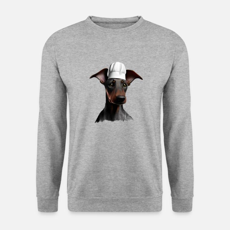 Dobermann Gastronom Köche Hund Dobermannwelpe - Unisex Pullover - Weißgrau meliert