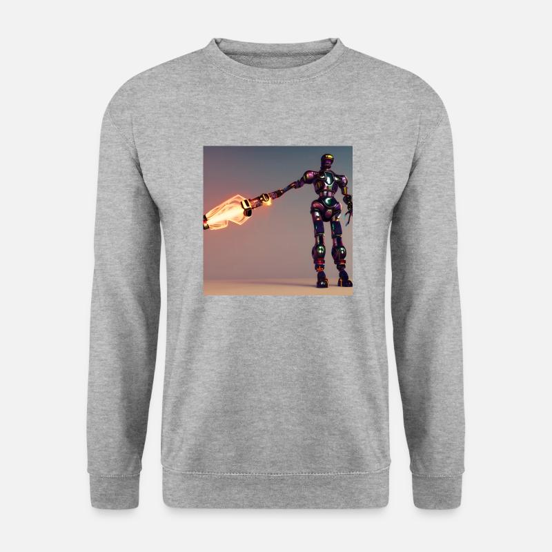 Humanoider Roboter - Unisex Pullover - Weißgrau meliert