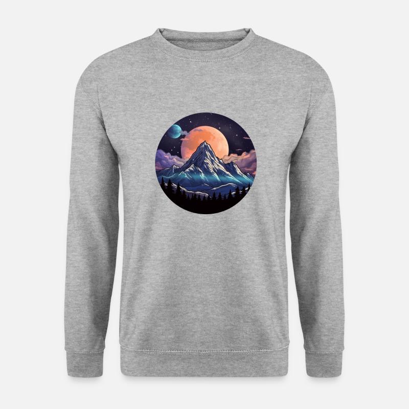 Bergsterne Mond - Unisex Pullover - Weißgrau meliert