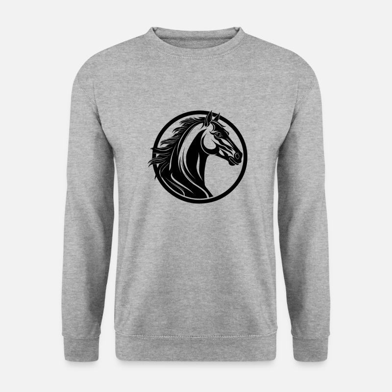 Pferd Pferdekopf Pony - Unisex Pullover - Weißgrau meliert