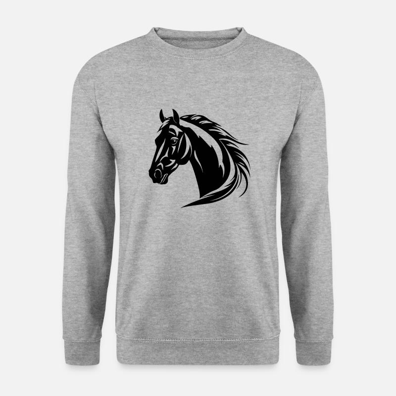 Pferd Pferdekopf Pony - Unisex Pullover - Weißgrau meliert