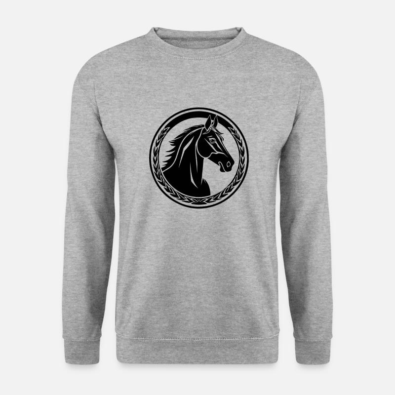 Pferd Pferdekopf Pony - Unisex Pullover - Weißgrau meliert