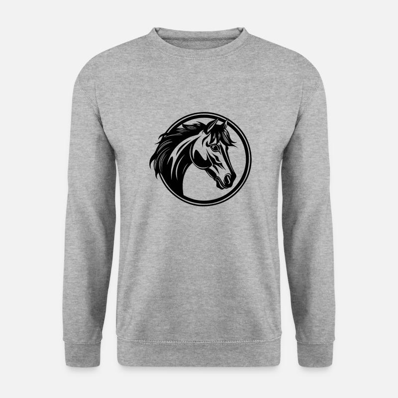 Pferd Pferdekopf Pony - Unisex Pullover - Weißgrau meliert