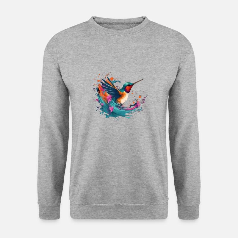 Mehrfarbiger Spotthäher - Unisex Pullover - Weißgrau meliert