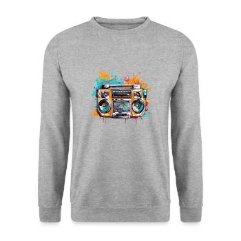 Graffiti Radio - Unisex Pullover - Weißgrau meliert - Vorne - Alina (178cm) & Michal (187cm)