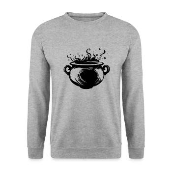 Kessel Magisch Hexe Halloween - Unisex Pullover - Weißgrau meliert - Vorne - Alina (178cm) & Michal (187cm)