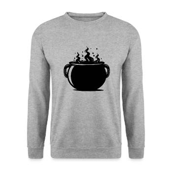 Kessel Magisch Hexe Halloween - Unisex Pullover - Weißgrau meliert - Vorne - Alina (178cm) & Michal (187cm)