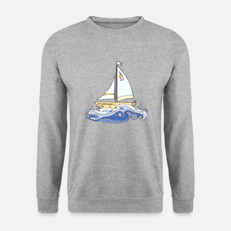 Segelboot - Unisex Pullover - Weißgrau meliert