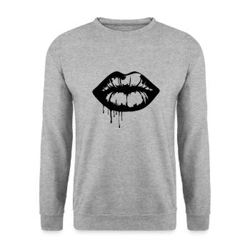 Lips, mouth, kissing lips - Unisex Sweatshirt - salt & pepper - Front - Alina (178cm) & Michal (187cm)