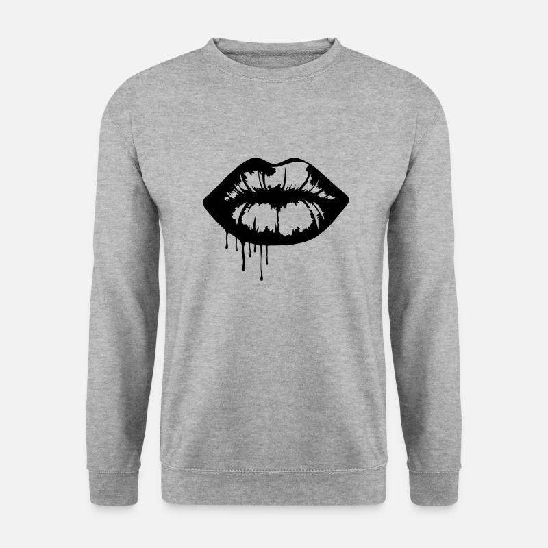 Lippen Mund Kussmund - Unisex Pullover - Weißgrau meliert