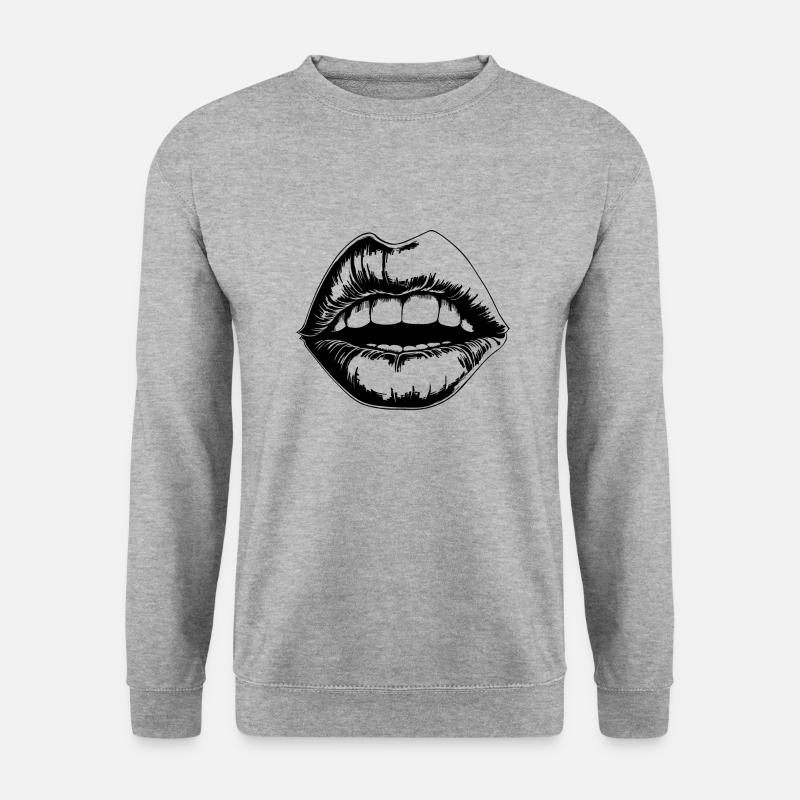Lippen Mund Kussmund - Unisex Pullover - Weißgrau meliert