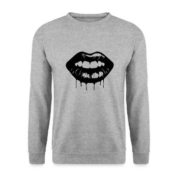 Lips, mouth, kissing lips - Unisex Sweatshirt - salt & pepper - Front - Alina (178cm) & Michal (187cm)