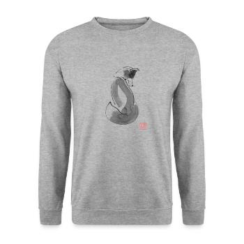 fox simple - Sweat-shirt Unisexe - gris chiné - Devant - Alina (178cm) & Michal (187cm)