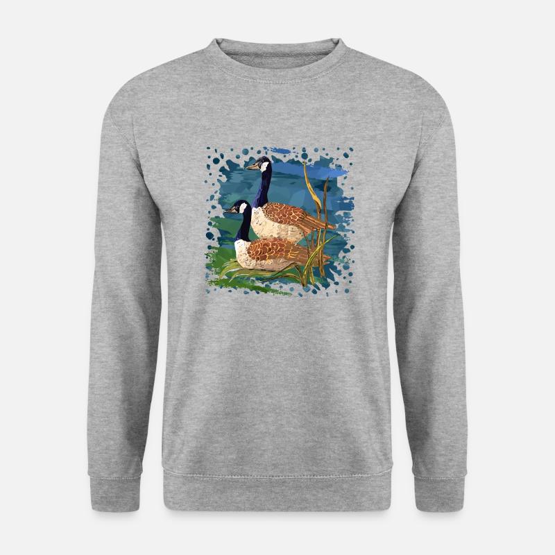 Vögel - Unisex Pullover - Weißgrau meliert