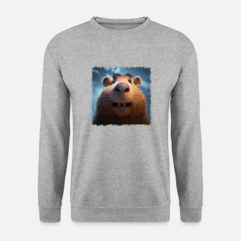 süßes Wasserschwein - Unisex Pullover - Weißgrau meliert