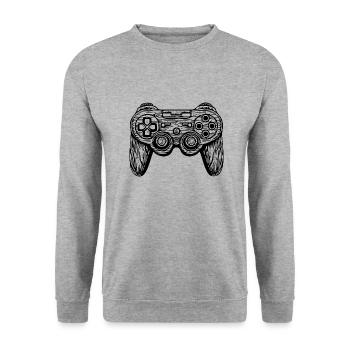 Controller Gaming Video Games Gamepad - Unisex Sweatshirt - salt & pepper - Front - Alina (178cm) & Michal (187cm)