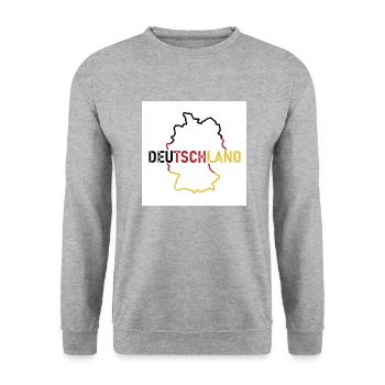 Deutschlandkarte - Unisex Pullover - Weißgrau meliert - Vorne - Alina (178cm) & Michal (187cm)
