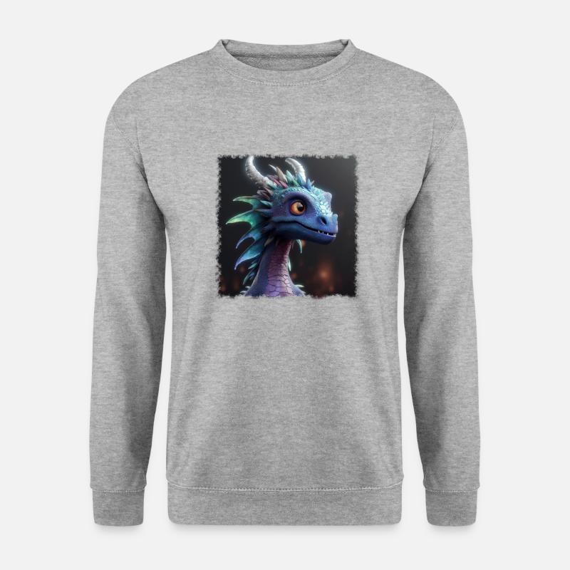 cooler Drache - Unisex Pullover - Weißgrau meliert