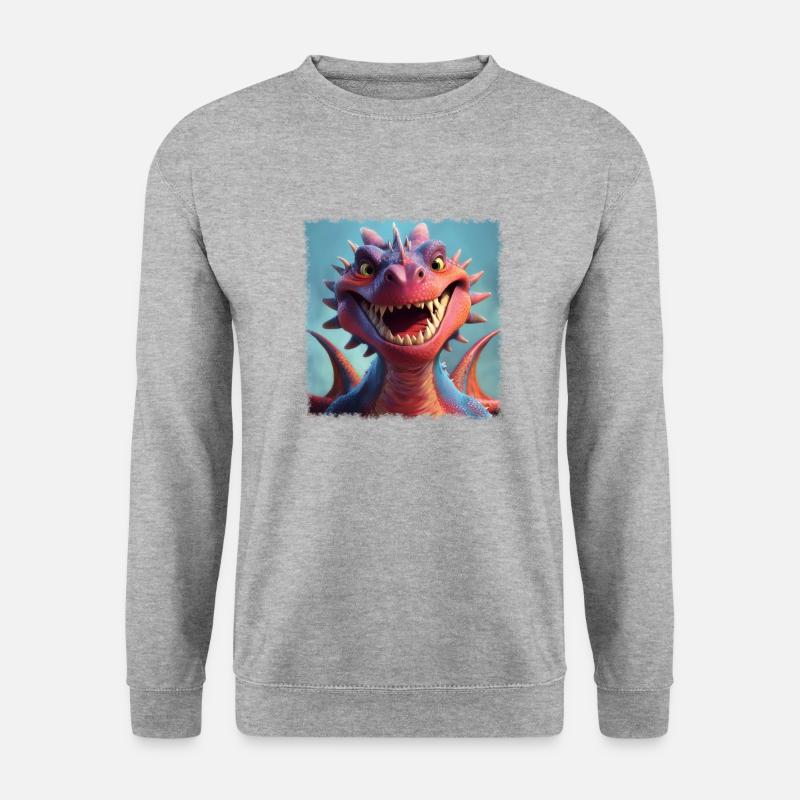 cooler Drache - Unisex Pullover - Weißgrau meliert