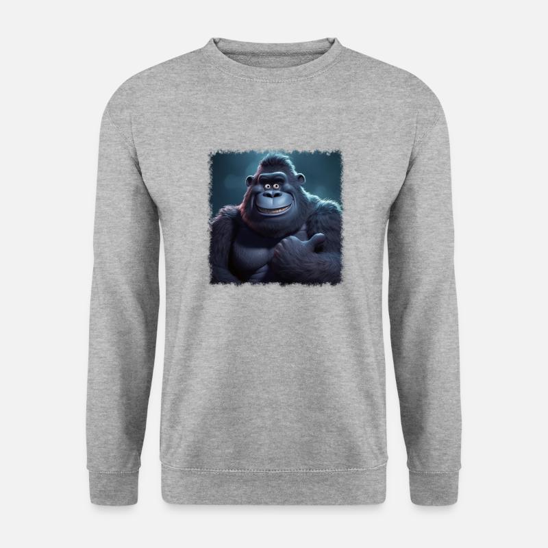cooler Gorilla - Unisex Pullover - Weißgrau meliert