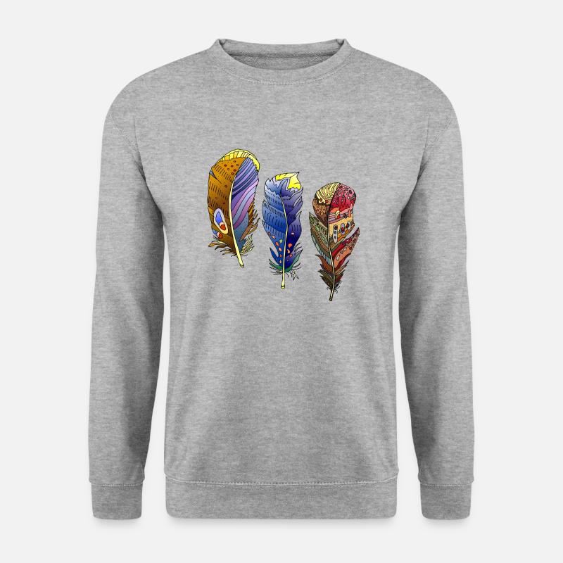 Feder - Unisex Pullover - Weißgrau meliert