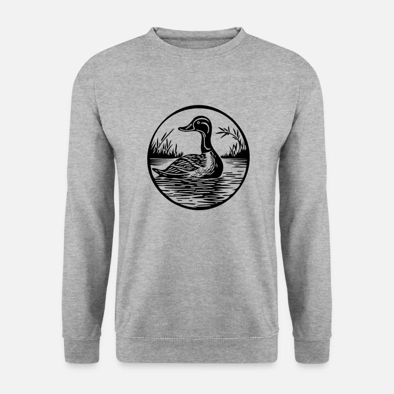 Ente Vögel Enten - Unisex Pullover - Weißgrau meliert